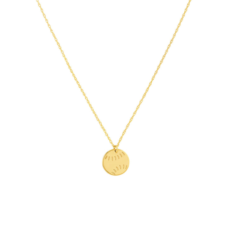 14K Yellow Gold Baseball/Softball Charm Necklace