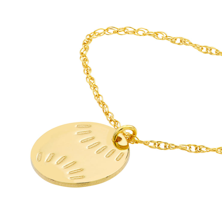 14K Yellow Gold Baseball/Softball Charm Necklace