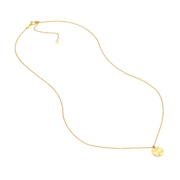 14K Yellow Gold Baseball/Softball Charm Necklace