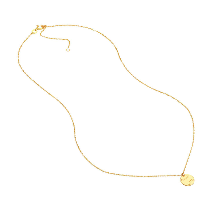 14K Yellow Gold Baseball/Softball Charm Necklace