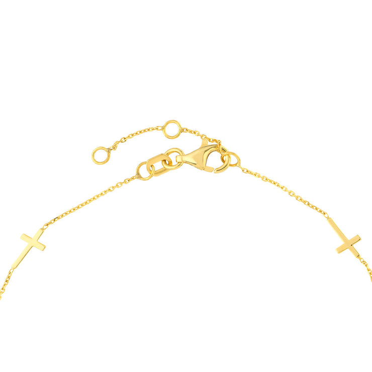 14K Yellow Gold Mini Cross Station Bracelet, Adjustable Length: 7.25." Bichsel Jewelry in Sedalia, MO. Shop cross styles online or in-store today!