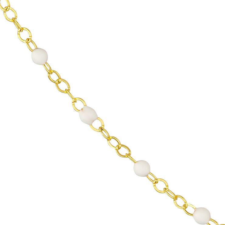 14K Yellow Gold 2mm Piatto Chain Adjustable Necklace with White Enamel Beads. Bichsel Jewelry in Sedalia, MO. Shop styles online or in-store today!