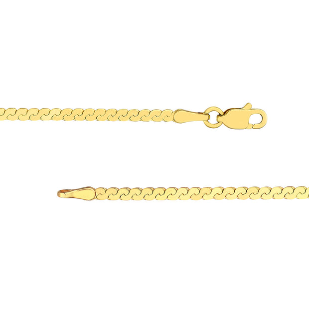 14K Yellow Gold Serpentine Chain Bracelet
