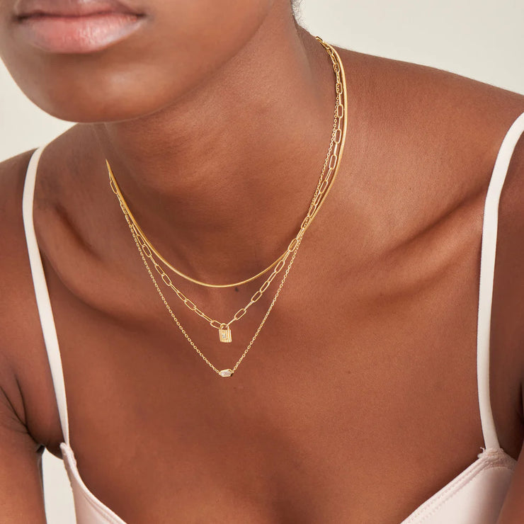Ania Haie Gold Sparkle Emblem Necklace. 14K Yellow Gold Plated over Sterling Silver with CZ Stone. Bichsel Jewelry in Sedalia, MO. Shop online or in-store today!
