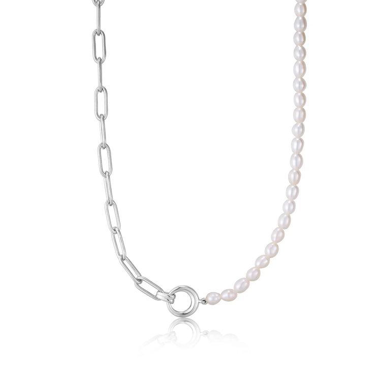 Ania Haie Silver Pearl Chunky Link Necklace