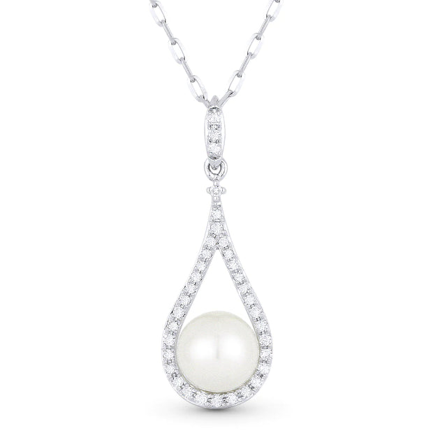 14K White Gold Pearl & Diamond Pear Shape Drop Necklace. Bichsel Jewelry in Sedalia, MO. Shop styles online or in-store today!