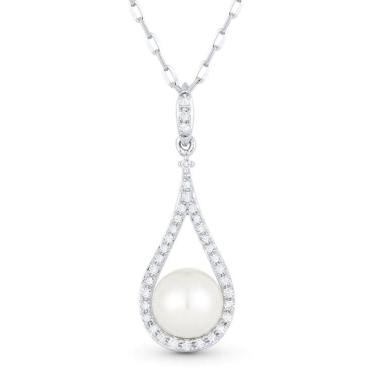 14K White Gold Pearl & Diamond Pear Shape Drop Necklace. Bichsel Jewelry in Sedalia, MO. Shop styles online or in-store today!