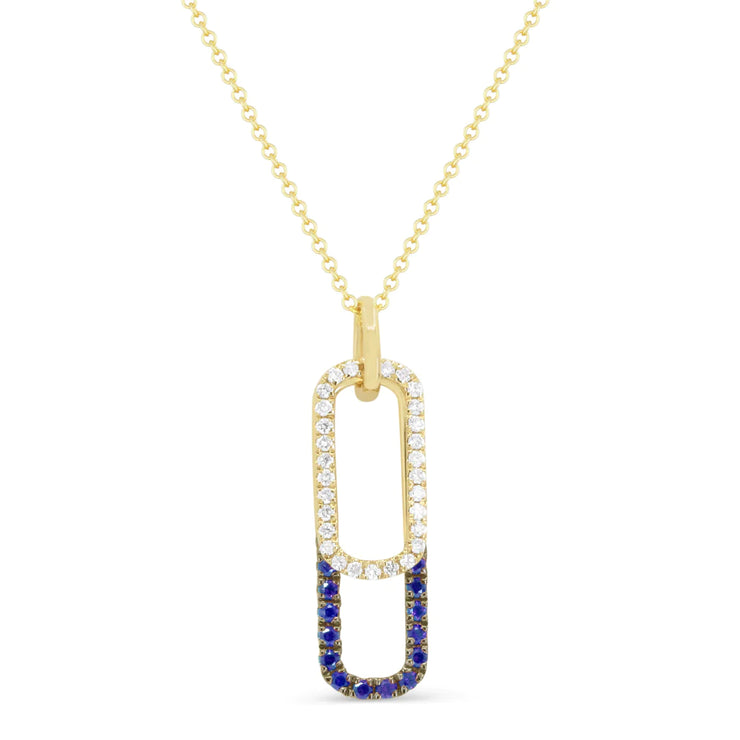 14K Yellow Gold 0.19ct Diamond & 0.11ct Sapphire Layered Link Necklace. Bichsel Jewelry in Sedalia, MO. Shop online or in-store today!