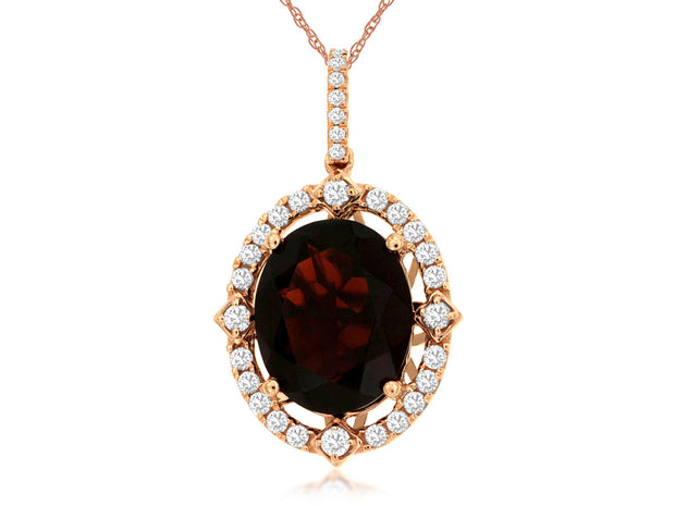 14K Yellow Gold 5.50ct Oval Garnet Pendant with Diamond Halo & Bail. Bichsel Jewelry in Sedalia, MO. Shop garnet styles online or in-store today! 