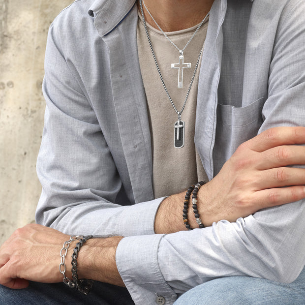 Stainless Steel Ribbed Textured Link Bracelet. Bichsel Jewelry in Sedalia, MO. Shop men's styles online or in-store today! 
