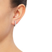 14K White Gold Lab Grown 5-Diamond Hoop Earrings