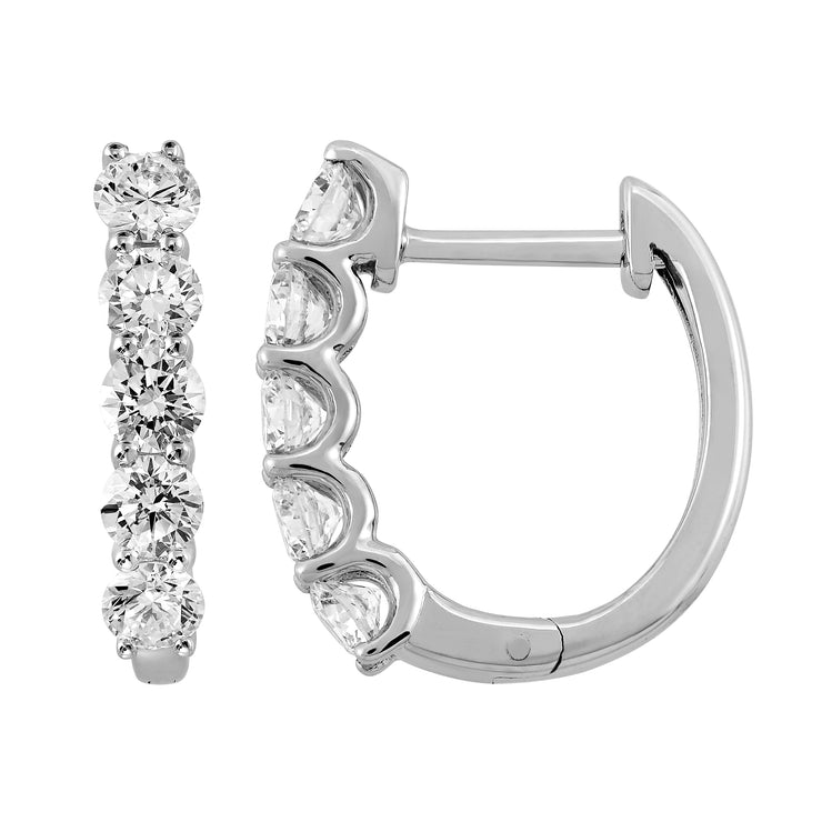 14K White Gold Lab Grown 5-Diamond Hoop Earrings