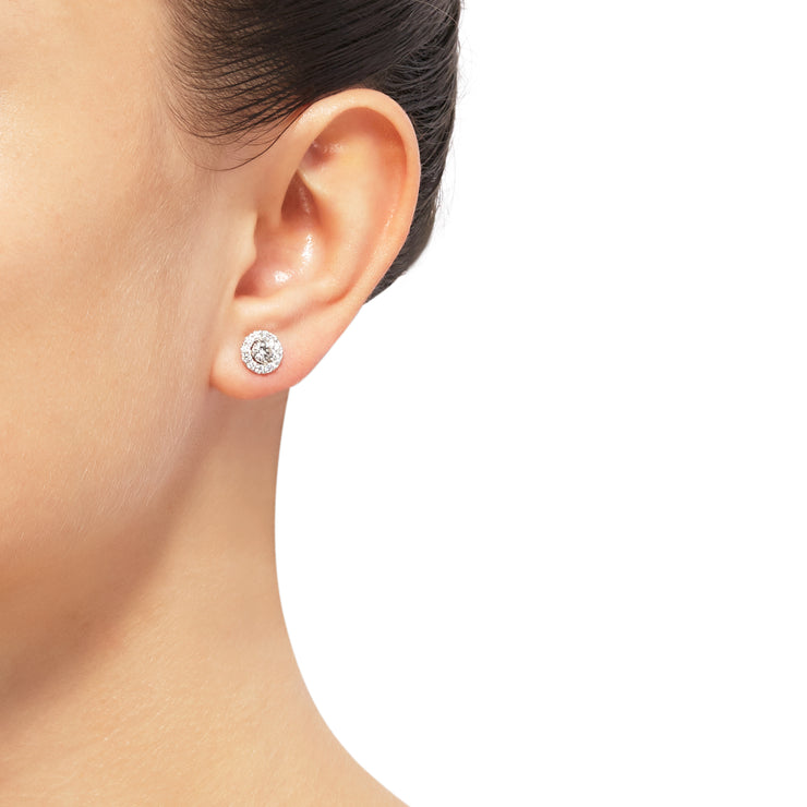 14K White Gold Lab Grown Diamond Halo Stud Earrings