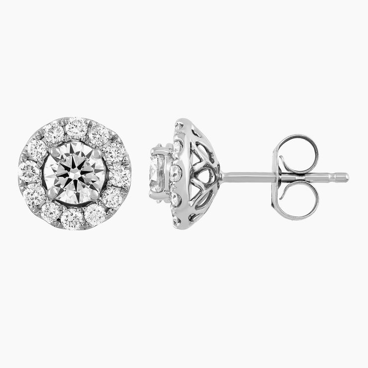 14K White Gold Lab Grown Diamond Halo Stud Earrings