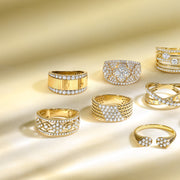 14K Yellow Gold Fluted Ring with Two Rows of Round Diamonds, 0.63ct. Bichsel Jewelry in Sedalia, MO. Shop ring styles online or in-store today!