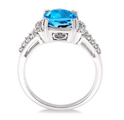 14K White Gold Cushion Cut Blue Topaz & Diamond Split Shank Ring. Bichsel Jewelry in Sedalia, MO. Shop gemstone styles online or in-store today!