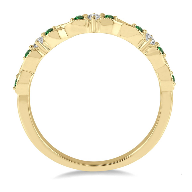 14K Yellow Gold Round 1.25ct Emerald & 0.08ct Diamond Stackable Band. Bichsel Jewelry in Sedalia, MO. Shop ring style online or in-store today!