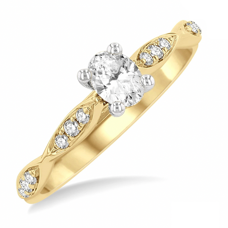 14K Yellow Gold 0.30ct Oval Engagement Ring with Marquise Shape 0.15ct Accent Band. Free ring sizing. Free Preferred Jewelers Warranty n Sedalia, MO. Shop online or in-store today! 