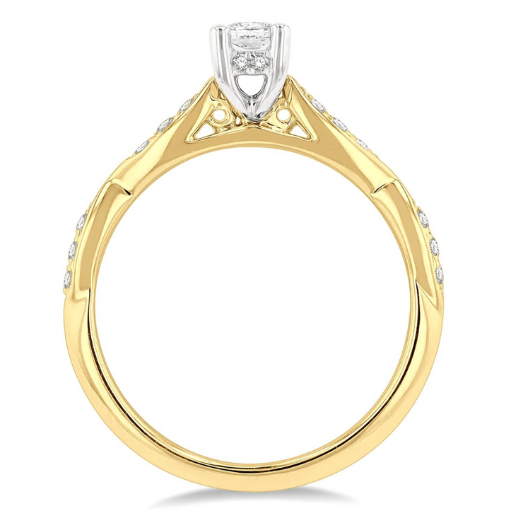 14K Yellow Gold 0.30ct Oval Engagement Ring with Marquise Shape 0.15ct Accent Band. Free ring sizing. Free Preferred Jewelers Warranty n Sedalia, MO. Shop online or in-store today! 