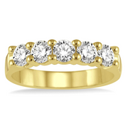 14K Yellow Gold 1.00ct Round Five Diamond Ring. Perfect as an anniversary band or wedding ring. Bichsel Jewelry in Sedalia, MO. Shop online or in-store today!