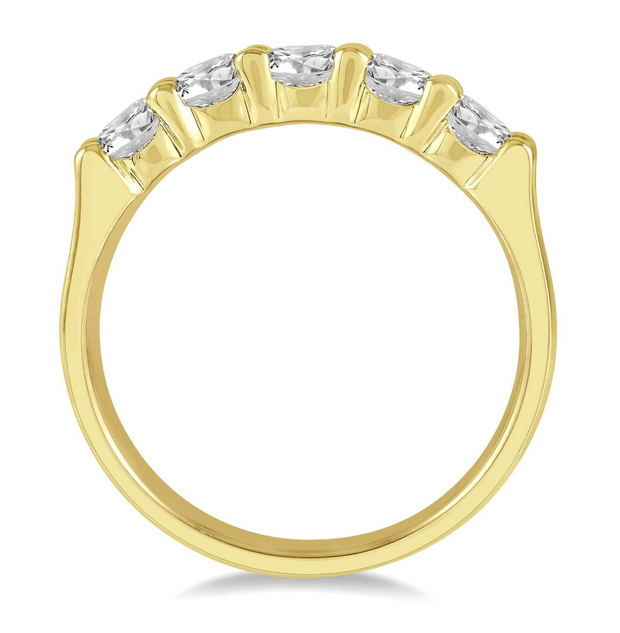 14K Yellow Gold 1.00ct Round Five Diamond Ring. Perfect as an anniversary band or wedding ring. Bichsel Jewelry in Sedalia, MO. Shop online or in-store today!