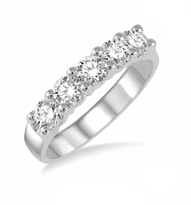 14K White Gold 1.00ct Round Five Diamond Ring. Perfect as an anniversary band or wedding ring. Bichsel Jewelry in Sedalia, MO. Shop online or in-store today!