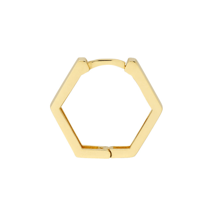 14K Yellow Gold Pentagon Shaped Hoop Earrings