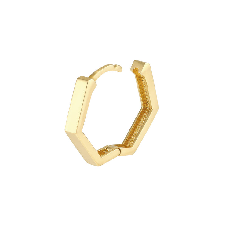 14K Yellow Gold Pentagon Shaped Hoop Earrings
