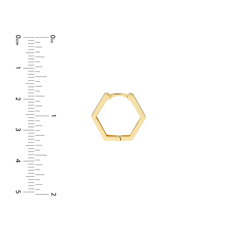 14K Yellow Gold Pentagon Shaped Hoop Earrings