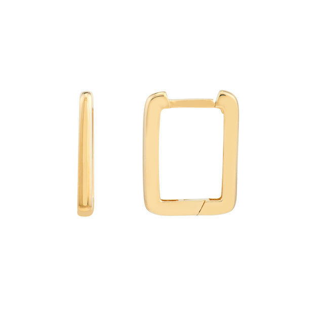 14K Yellow Gold Square Frame Hoop Earrings