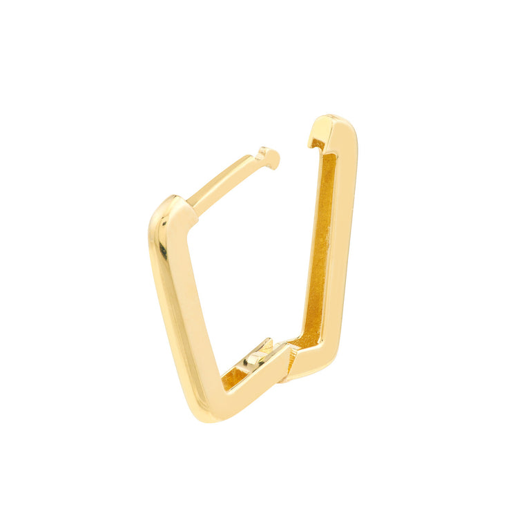 14K Yellow Gold Square Frame Hoop Earrings