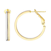 14K Yellow and White Gold Two-Tone Hoops with Omega Back. Bichsel Jewelry in Sedalia, MO. Shop earring styles online or in-store today!