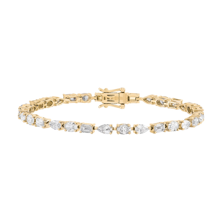 14K Yellow Gold Mixed Fancy Shape Lab Grown Diamond Tennis Bracelet