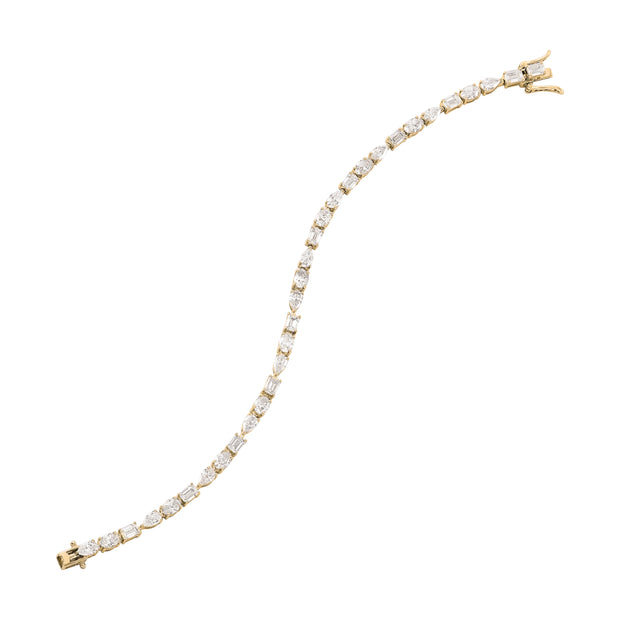 14K Yellow Gold Mixed Fancy Shape Lab Grown Diamond Tennis Bracelet