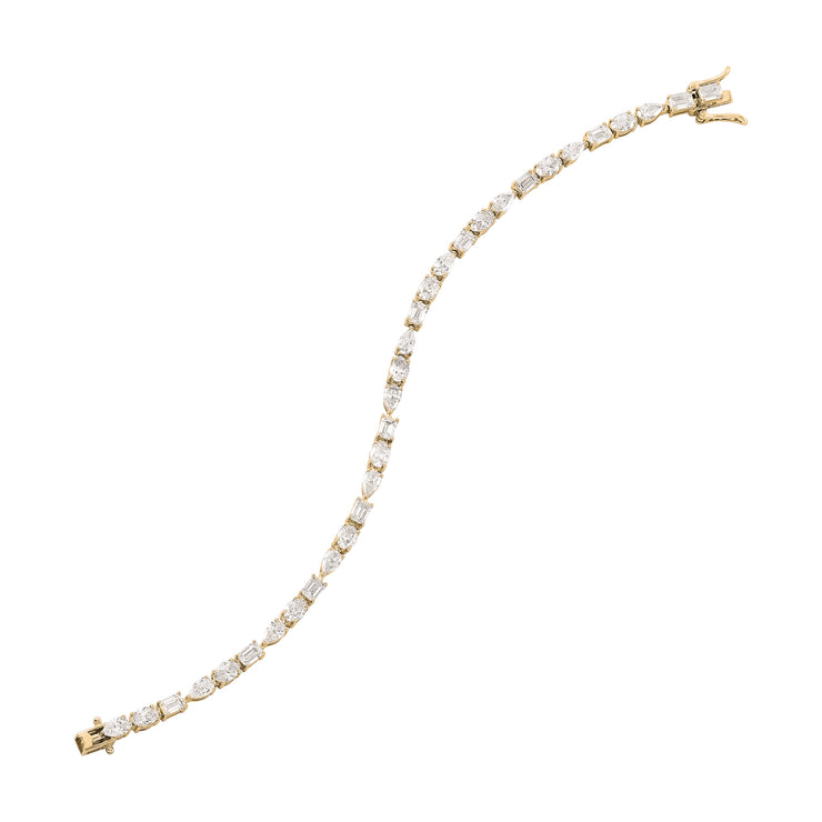 14K Yellow Gold Mixed Fancy Shape Lab Grown Diamond Tennis Bracelet