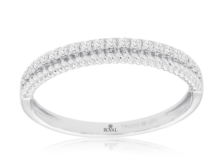 14K White Gold 0.14ct Round Diamond Rope Twist Stackable Band. Bichsel Jewelry in Sedalia, MO. Shop ring styles online or in-store today!