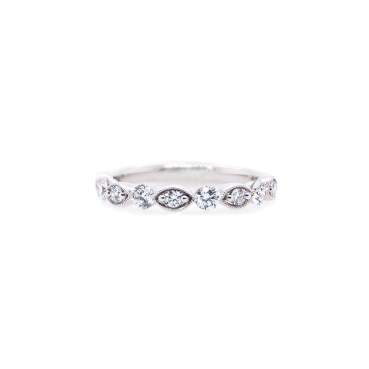 14K White Gold Diamond Round and Marquise Shape Band  Sedalia MO Bichsel Jewelry