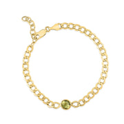 14K Yellow Gold Curb Chain Bracelet with 6mm Round Peridot Stone. Bichsel Jewelry in Sedalia, MO. Shop gemstone styles online or in-store today!