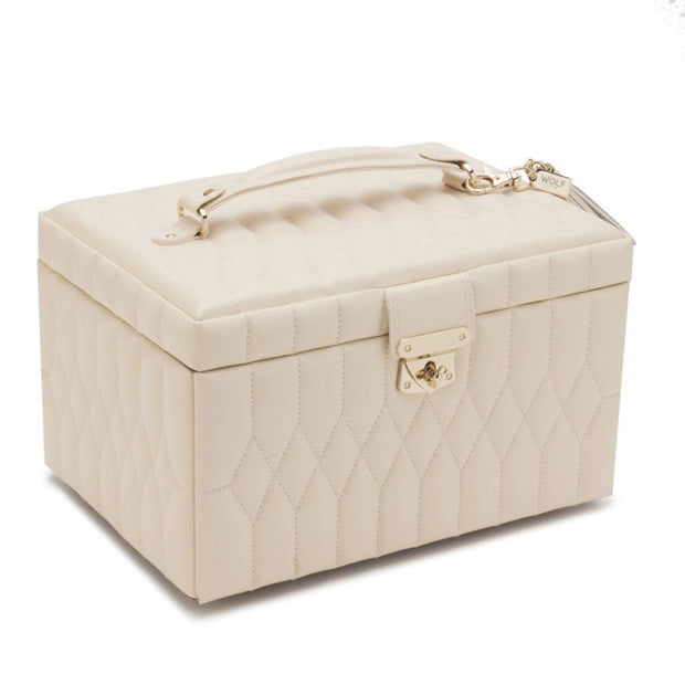 WOLF Caroline Medium Jewelry Storage Case in 'Ivory.' Handmade Leather Case with Gold Hardware and Travel Box. LusterLoc™ Anti-Tarnish Protection. Bichsel Jewelry in Sedalia, MO. Shop online or in-store today!