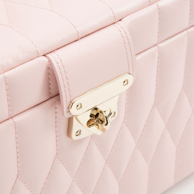 WOLF Caroline Medium Jewelry Storage Case in 'Rose Quartz.' Handmade Leather Case with Gold Hardware and Travel Box. LusterLoc™ Anti-Tarnish Protection. Bichsel Jewelry in Sedalia, MO. Shop online or in-store today!