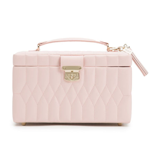 WOLF Caroline Medium Jewelry Storage Case in 'Rose Quartz.' Handmade Leather Case with Gold Hardware and Travel Box. LusterLoc™ Anti-Tarnish Protection. Bichsel Jewelry in Sedalia, MO. Shop online or in-store today!