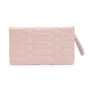 WOLF Caroline Jewelry Travel Portfolio in 'Rose Quartz'. Handcrafted Leather Storage Case with Gold Hardware. LusterLoc™ Anti-Tarnish. Bichsel Jewelry in Sedalia, MO.