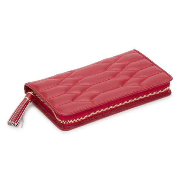 WOLF Caroline Jewelry Travel Portfolio in 'Red'. Handcrafted Leather Storage Case with Gold Hardware. LusterLoc™ Anti-Tarnish. Bichsel Jewelry in Sedalia, MO.