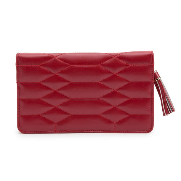 WOLF Caroline Jewelry Travel Portfolio in 'Red'. Handcrafted Leather Storage Case with Gold Hardware. LusterLoc™ Anti-Tarnish. Bichsel Jewelry in Sedalia, MO.