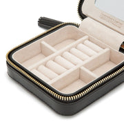 WOLF Caroline Small Jewelry Zip Travel Case in 'Black'. Handcrafted Leather Storage Box with Gold Hardware. LusterLoc™ Anti-Tarnish. Bichsel Jewelry in Sedalia, MO. 