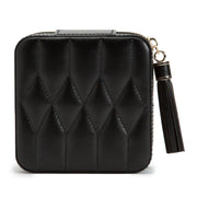 WOLF Caroline Small Jewelry Zip Travel Case in 'Black'. Handcrafted Leather Storage Box with Gold Hardware. LusterLoc™ Anti-Tarnish. Bichsel Jewelry in Sedalia, MO. 