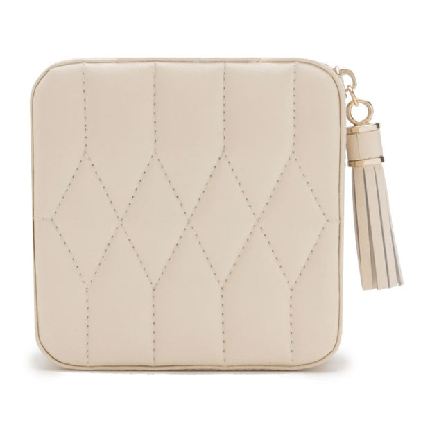 WOLF Caroline Small Jewelry Zip Travel Case in 'Ivory'. Handcrafted Leather Storage Box with Gold Hardware. LusterLoc™ Anti-Tarnish. Bichsel Jewelry in Sedalia, MO. 
