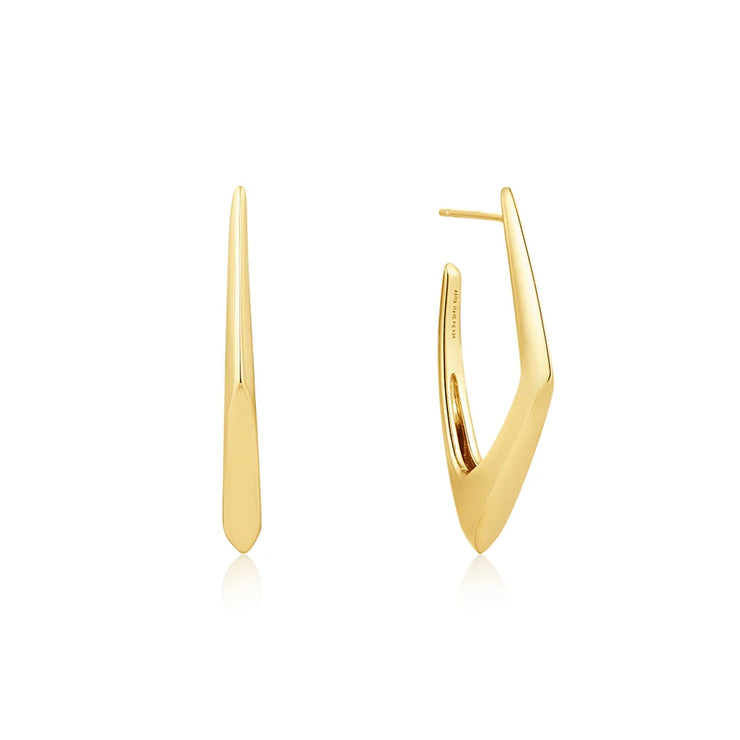 Ania Haie Gold Polished Modern Geometric Hoop Earrings. 14K yellow gold plated on 925 sterling silver. Bichsel Jewelry in Sedalia, MO. Shop online or in-store today!