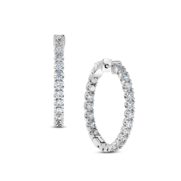 14K White Gold Inside-Out 1.00ct Round Diamond Hoop Earrings. Bichsel Jewelry in Sedalia, MO. Shop diamond earring styles online or in-store today!