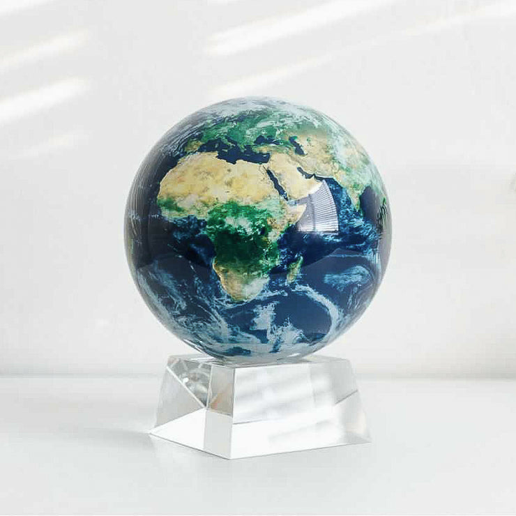 Earth with Clouds 4.5" or 6" MOVA Globe with Acrylic Base. NASA Satellite Imagery. Powered by Solar Ambient Light & Magnets. No cords or batteries needed. Shop online or in-store today!